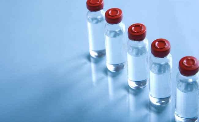 Vials with liquid for medicine or science