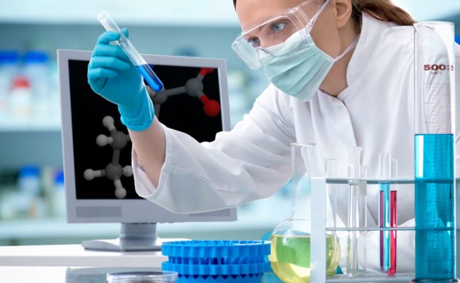 Scientist working at the laboratory